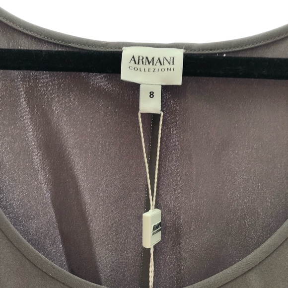 NWT Armani Collezioni gray/purple tank silk size zip sleeveless blouse top sz 8 - Picture 3 of 9
